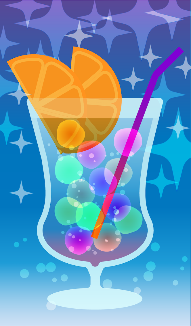 青いクリームソーダのイラスト
