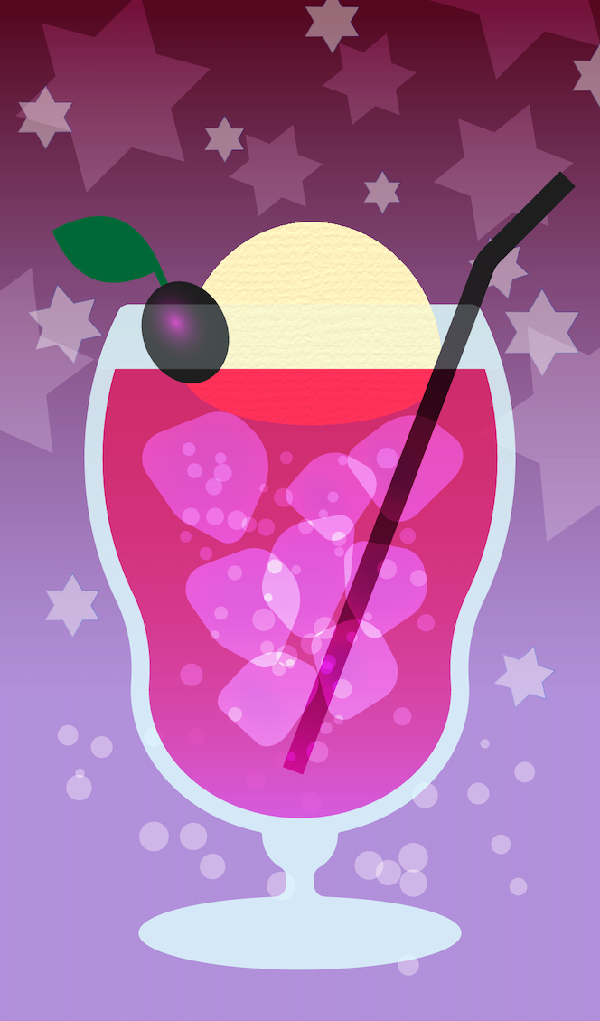 赤いクリームソーダのイラスト